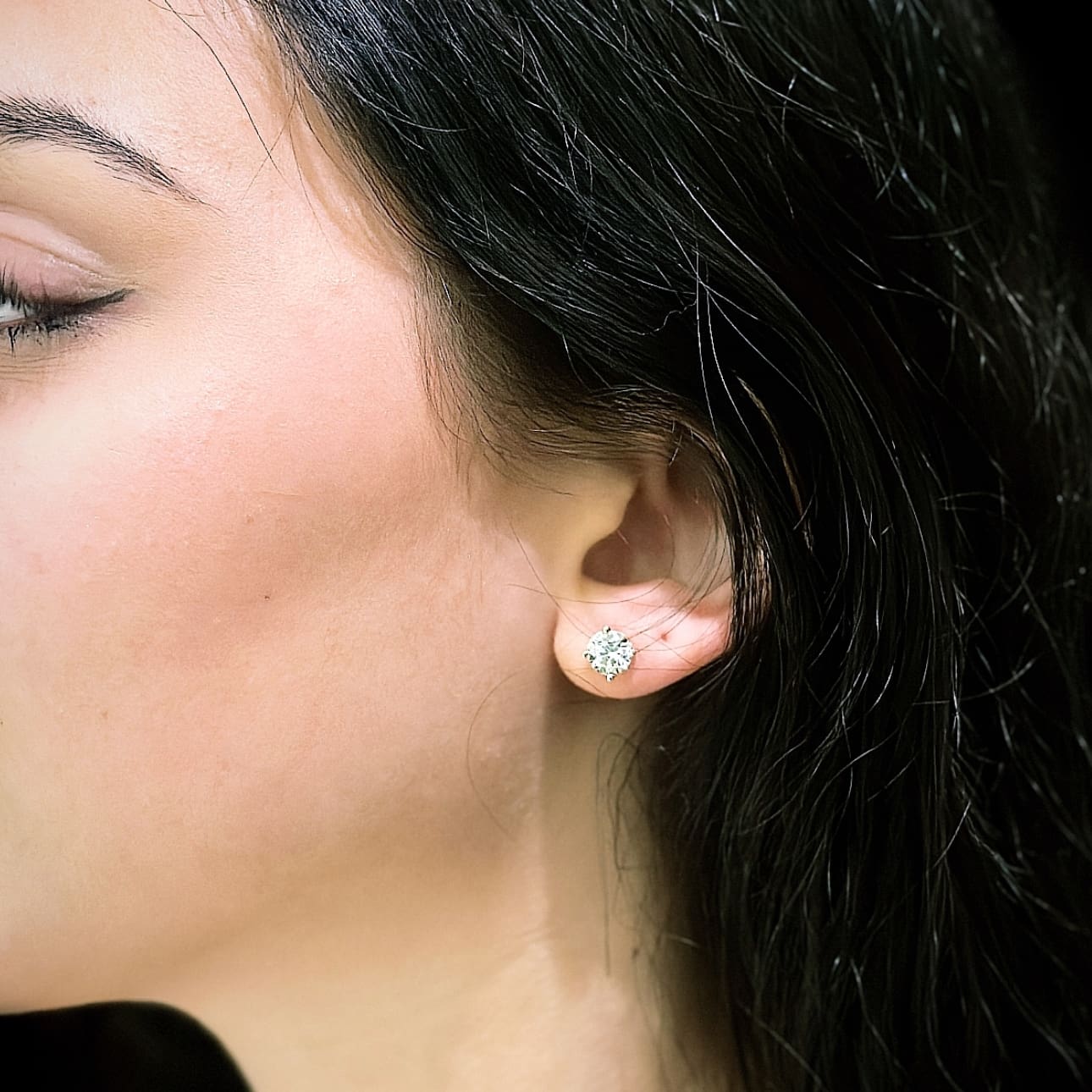 Classic Diamond Stud Earrings, 6.3mm - 2ct+ E/VS1+