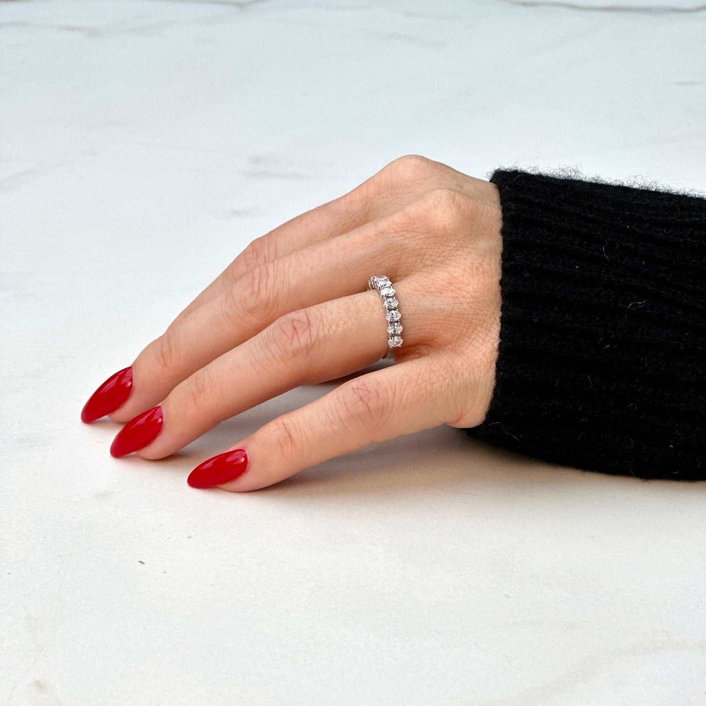 Oval Cut Low Set Comfort Fit Diamond Band - 1.40ct