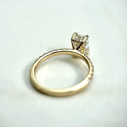 Classic Radiant Cut Hidden Halo with Diamond Band - 1.20ct+ (7.5mm+, D/E & VVS)