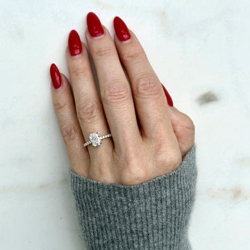 Classic Radiant Cut Hidden Halo with Diamond Band - Main Image