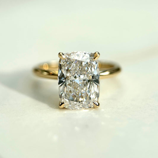 Classic Elongated Cushion Cut Solitaire - 3ct+ (10mm+, D/E & VVS)