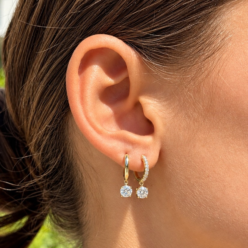 Diamond Drop Plain Hoops - 1ct+ (E/VS1+)