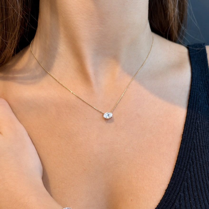East to West Oval cut Pendant - 1ct