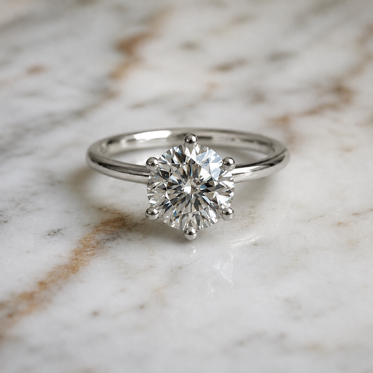 Classic Round Cut Solitaire (6 prong) - 2ct+ (8.2mm+, D/E & VVS)
