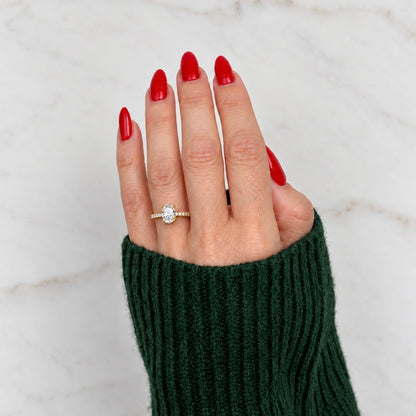 Classic Oval Cut Solitaire with Diamond Band - 1ct+ (8mm+, D/E & VVS)