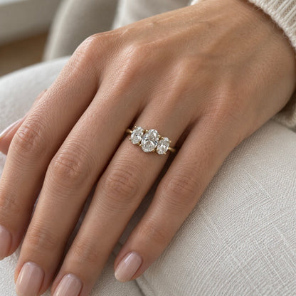 Classic Oval Trilogy - 2ct+ (D/E & VVS main diamond)