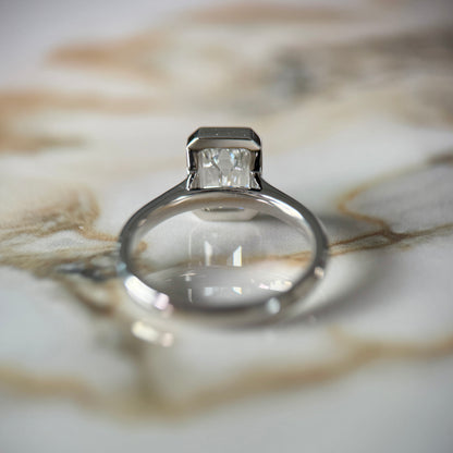 London Diamonds Bezel Set Classic Emerald Cut Solitaire - 2ct+ (10mm+, D/E & VVS)