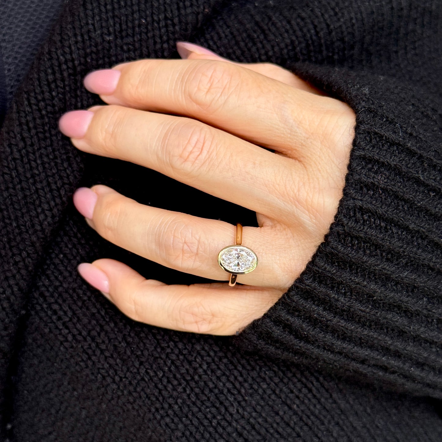 Bezel Set Classic Oval Cut Solitaire - 2ct+ (10mm+, D/E & VVS)