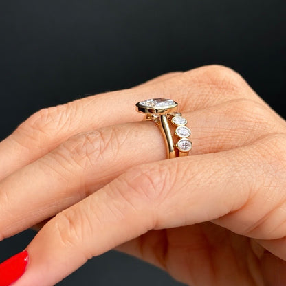 Oval bezel set half band - 0.80ct+