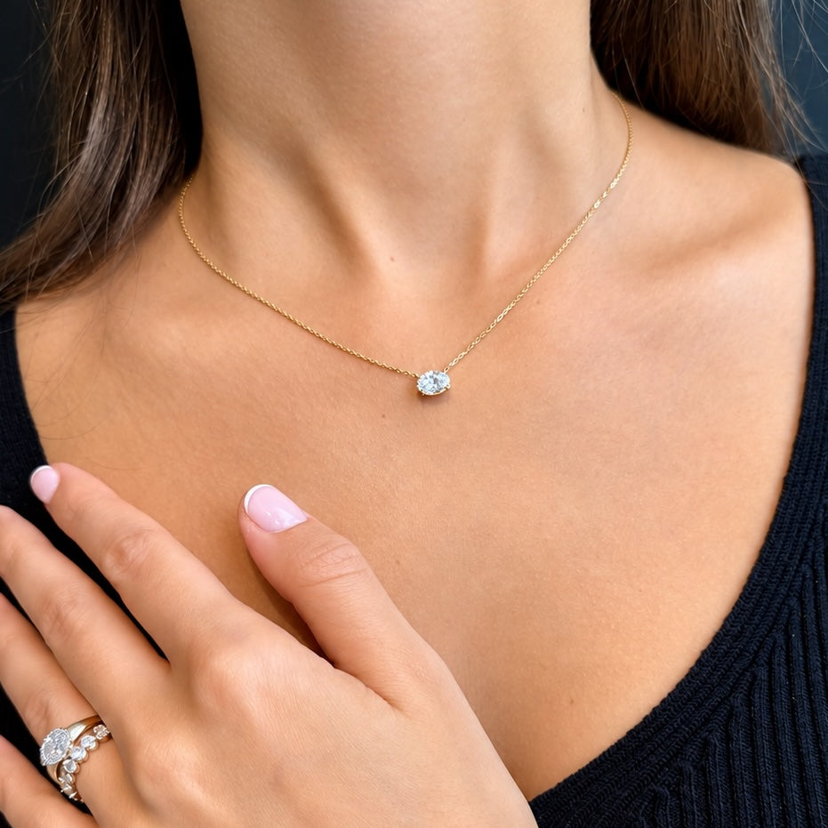 East to West Oval cut Pendant - 1ct