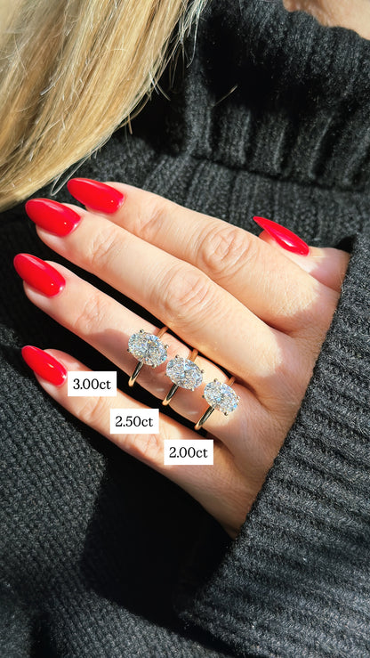 Classic Oval Cut Hidden Halo - 3ct+ (11.5mm+, E/VS1+)