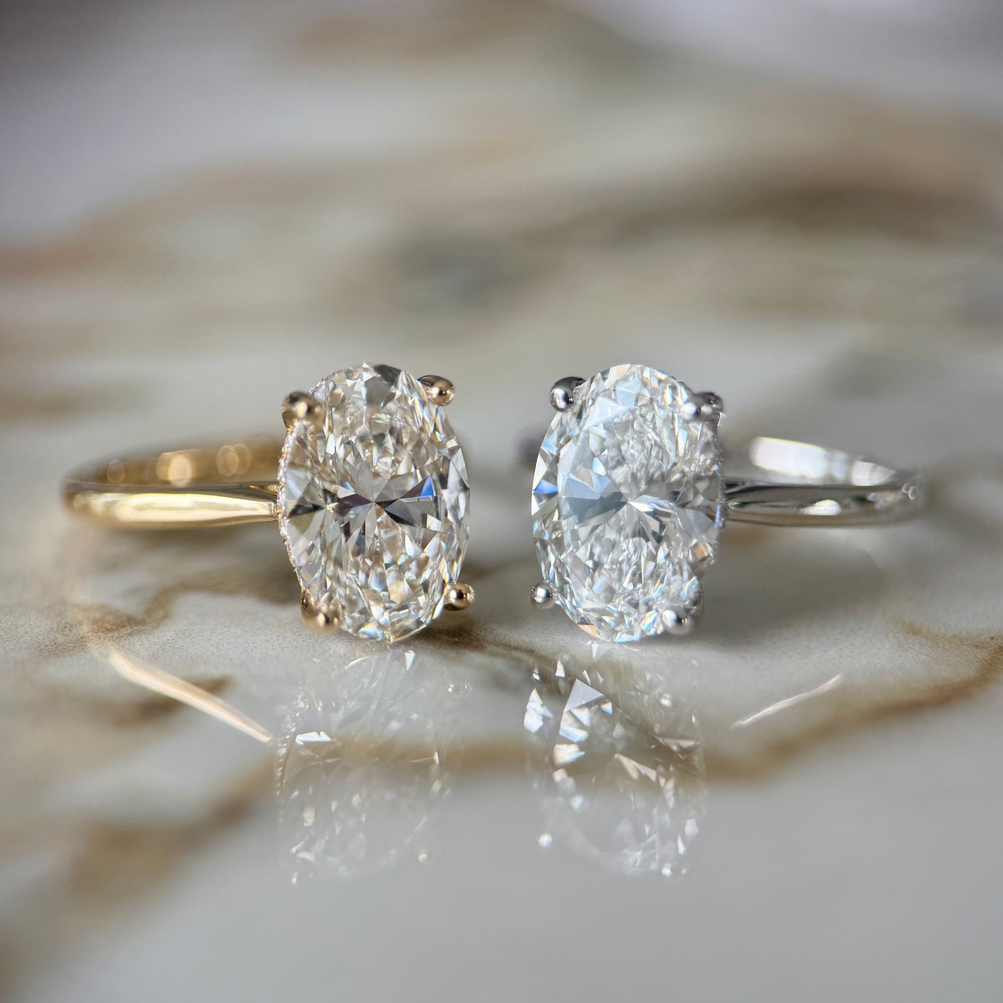 London Diamonds Cathedral Set Classic Oval Cut Hidden Halo - 3ct+ (11.5mm+, D/E & VVS)