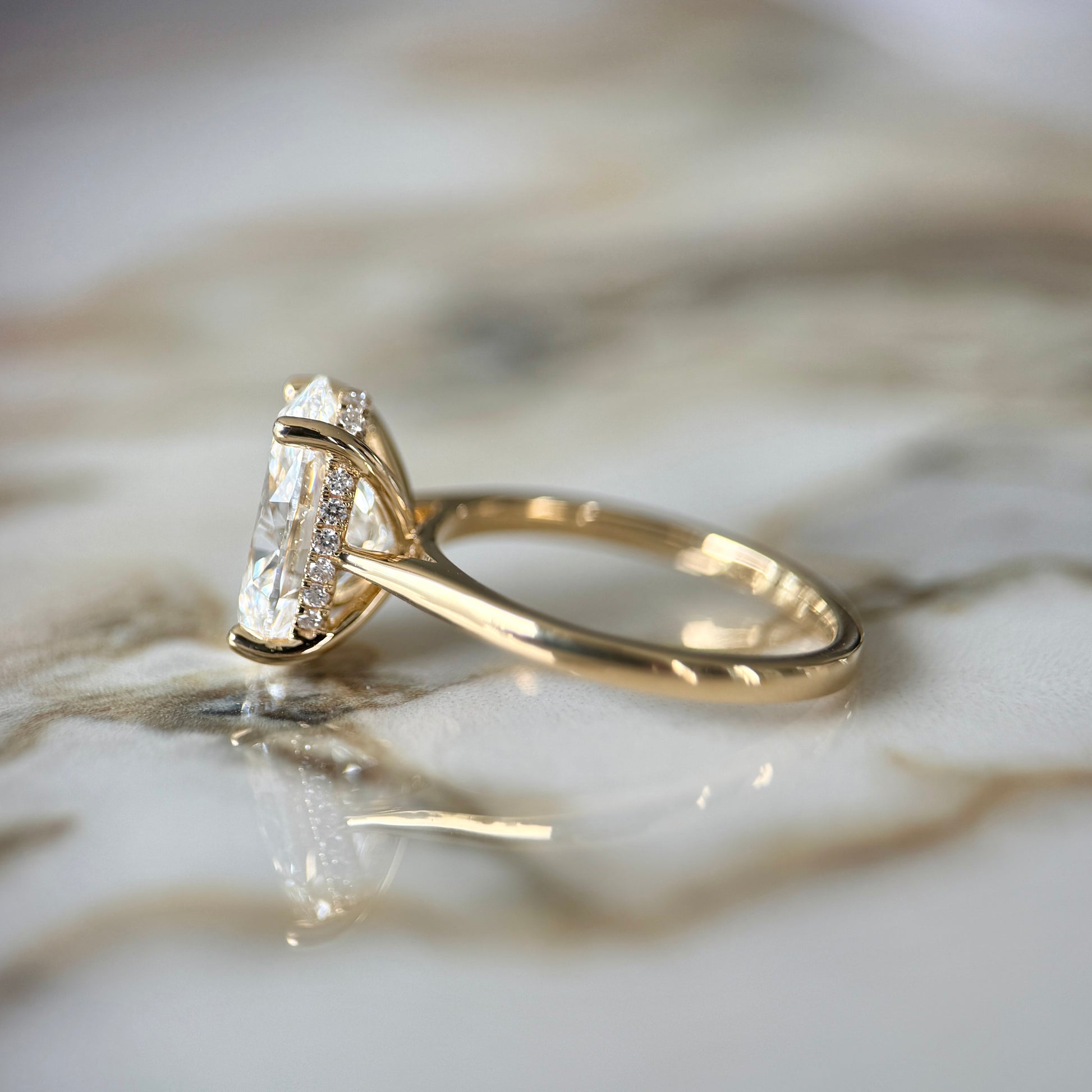 London Diamonds Cathedral Set Classic Oval Cut Hidden Halo - 3ct+ (11.5mm+, D/E & VVS)