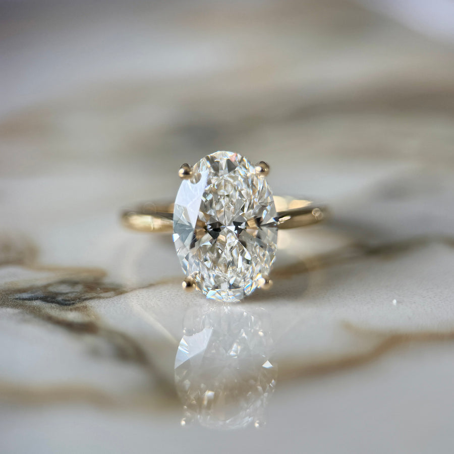 Cathedral Set Classic Oval Cut Hidden Halo - 3ct+ (11.5mm+, D/E & VVS)