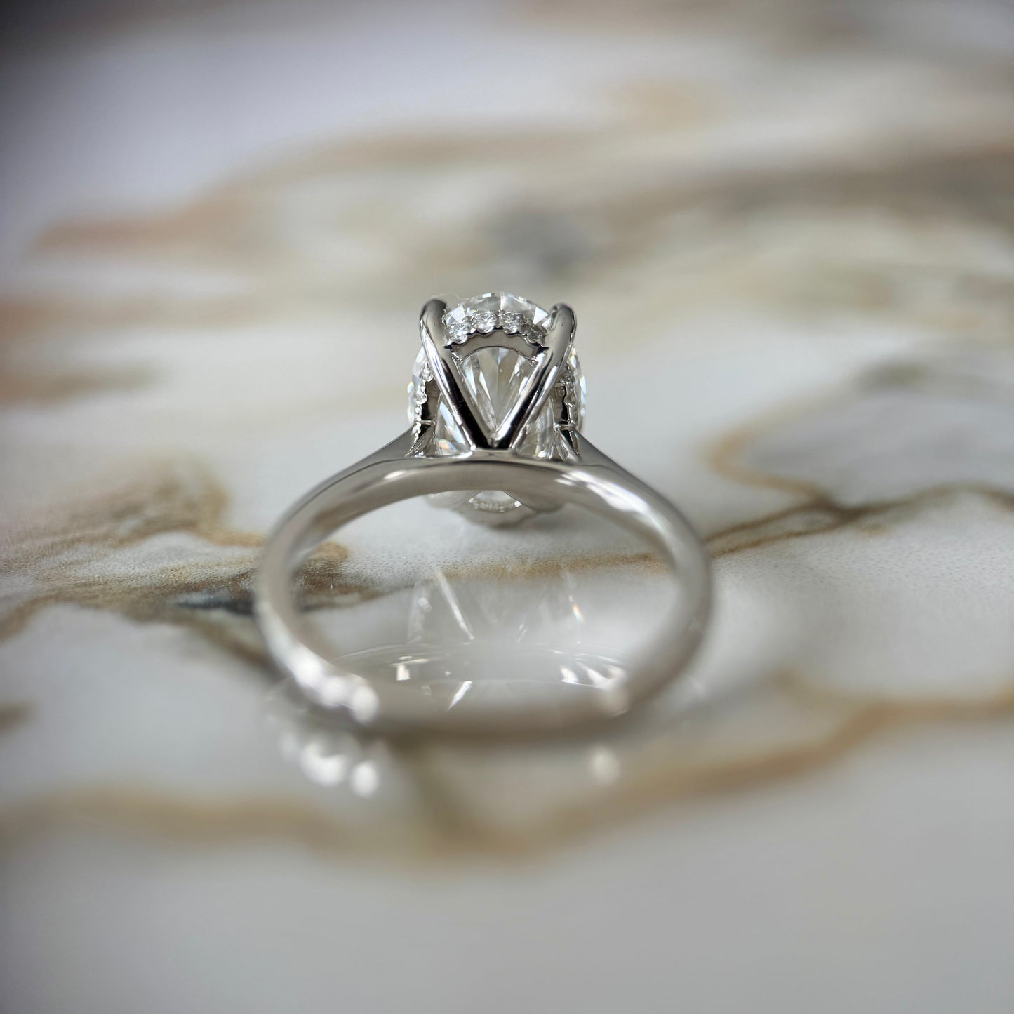 London Diamonds Cathedral Set Classic Oval Cut Hidden Halo - 3ct+ (11.5mm+, D/E & VVS)