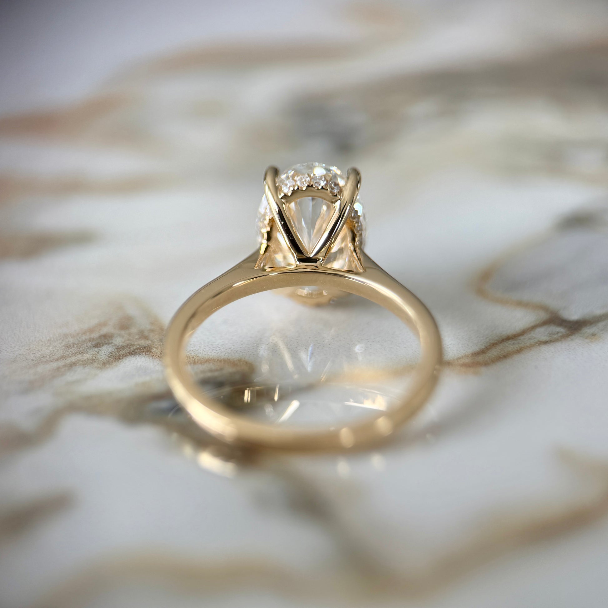 London Diamonds Cathedral Set Classic Oval Cut Hidden Halo - 3ct+ (11.5mm+, D/E & VVS)