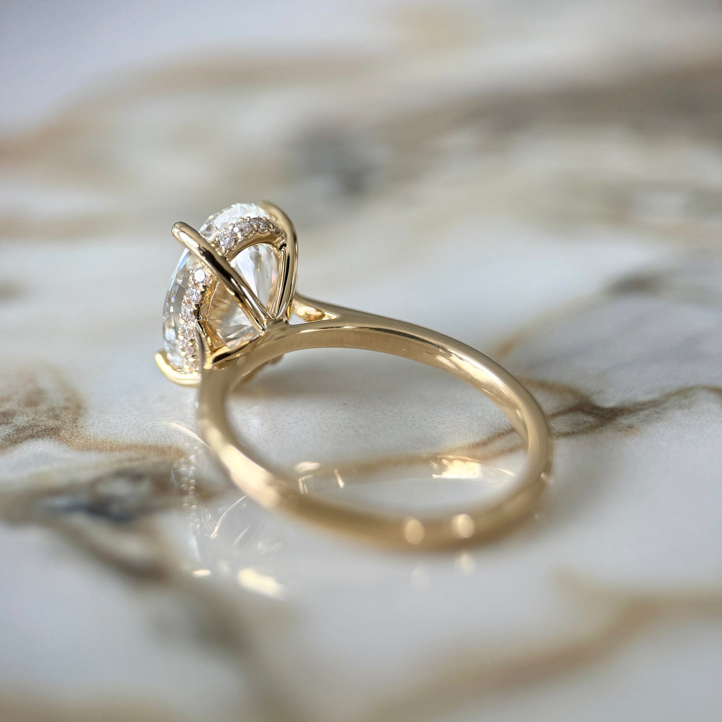 London Diamonds Cathedral Set Classic Oval Cut Hidden Halo - 3ct+ (11.5mm+, D/E & VVS)