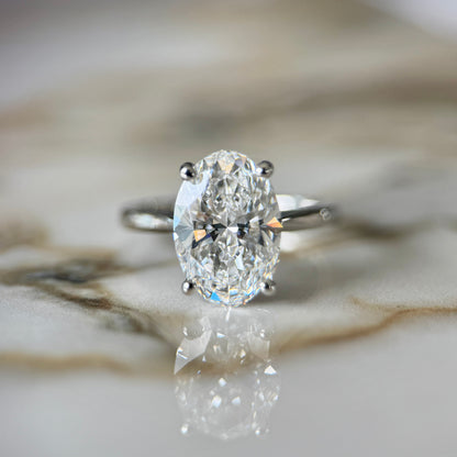 London Diamonds Cathedral Set Classic Oval Cut Hidden Halo - 3ct+ (11.5mm+, D/E & VVS)