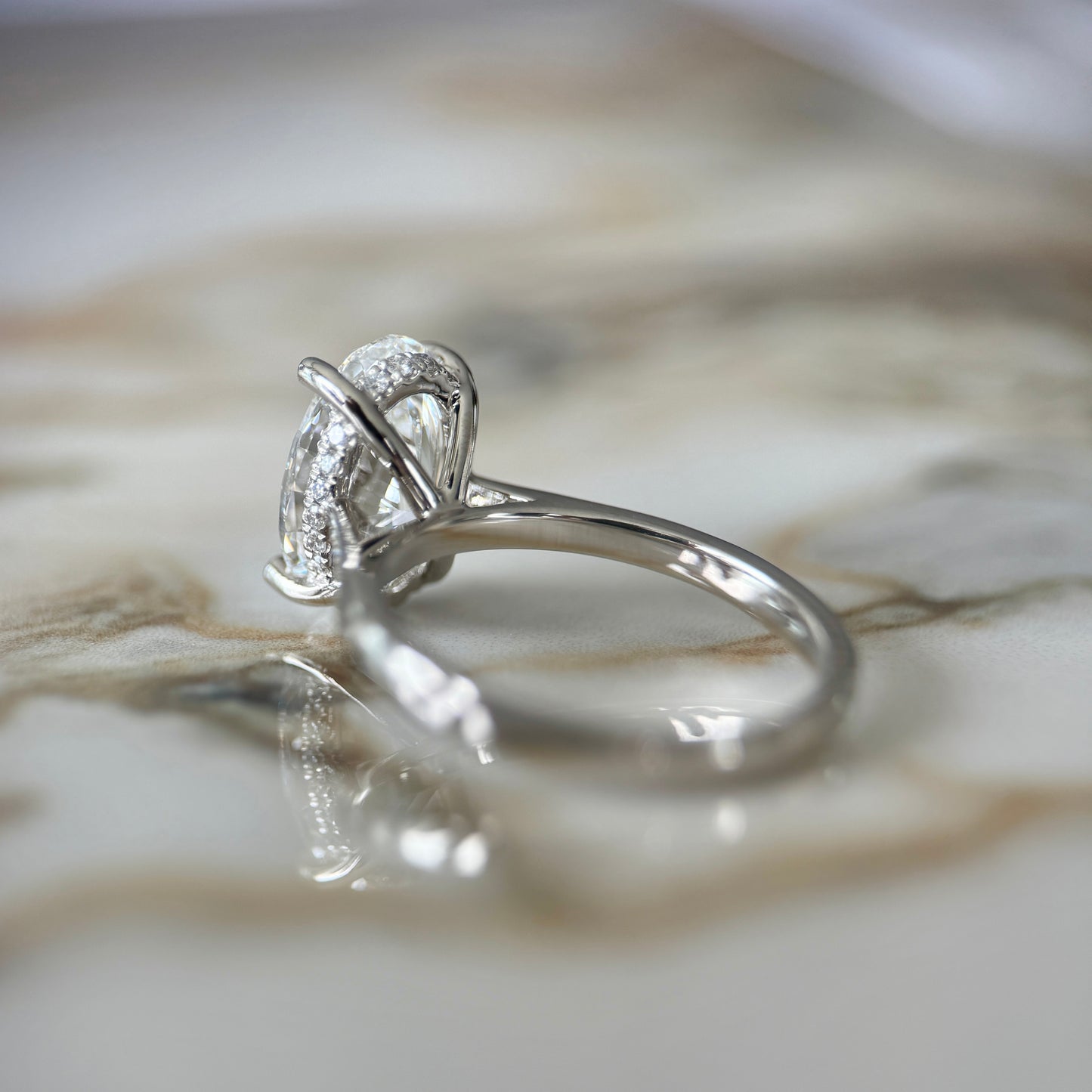 London Diamonds Cathedral Set Classic Oval Cut Hidden Halo - 3ct+ (11.5mm+, D/E & VVS)