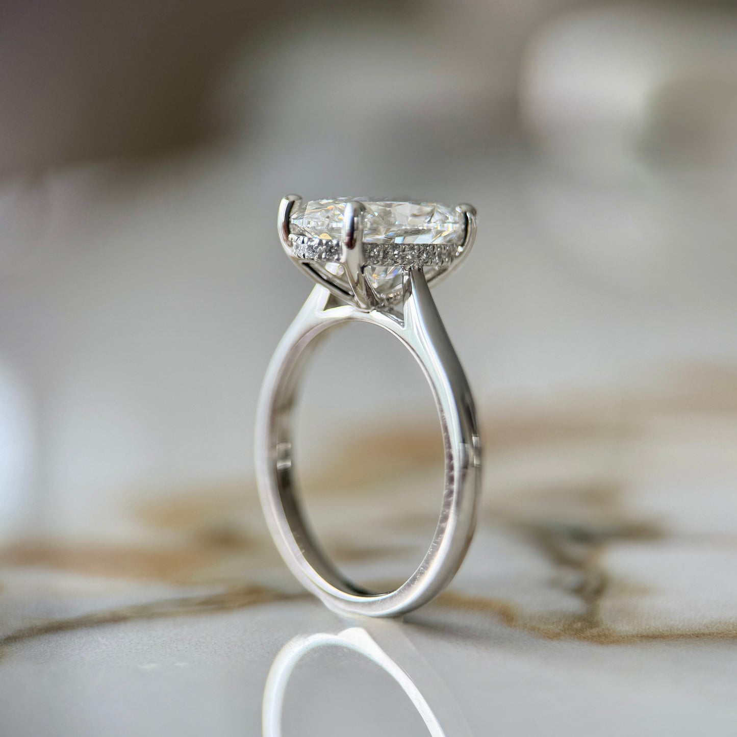 London Diamonds Cathedral Set Classic Oval Cut Hidden Halo - 3ct+ (11.5mm+, D/E & VVS)