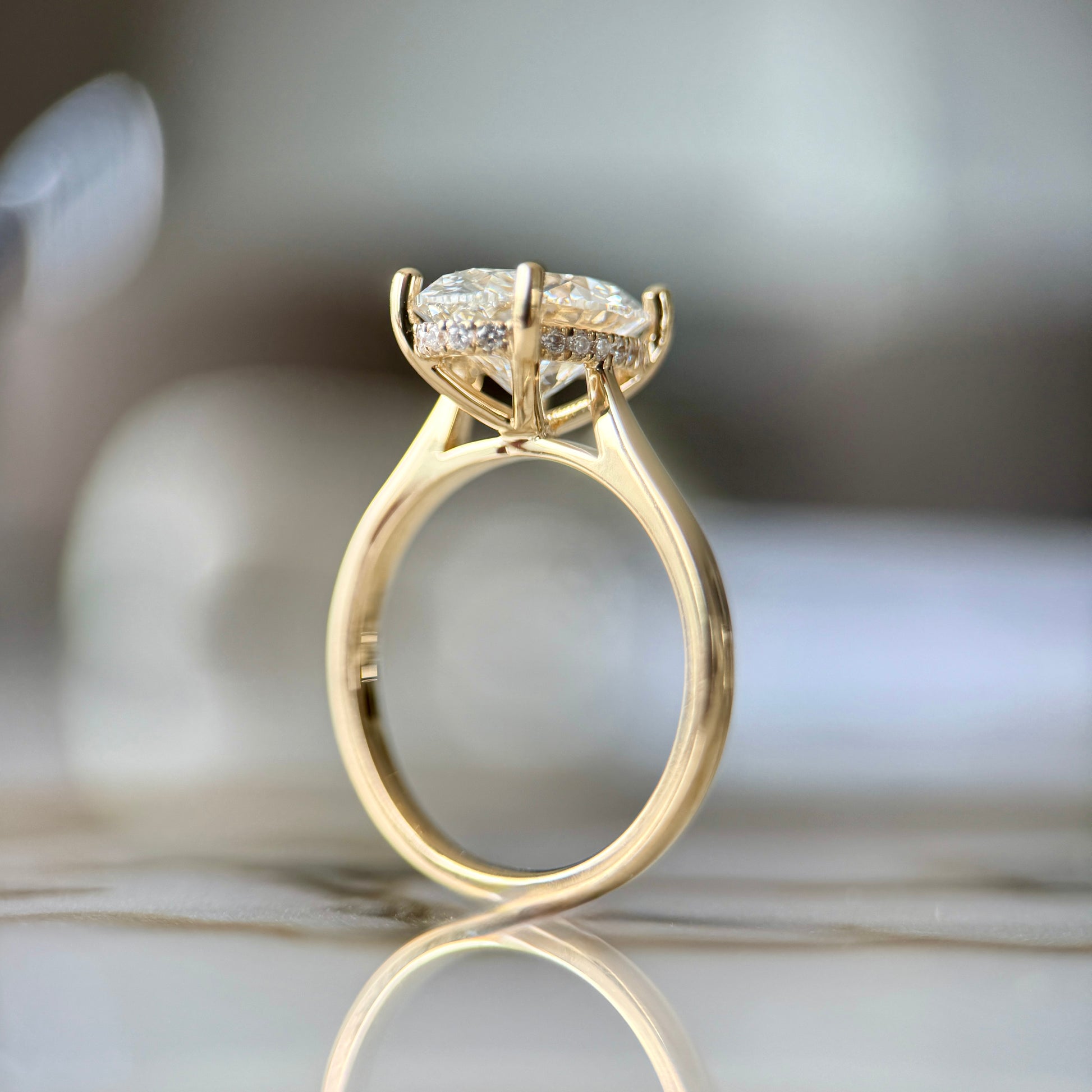 London Diamonds Cathedral Set Classic Oval Cut Hidden Halo - 3ct+ (11.5mm+, D/E & VVS)