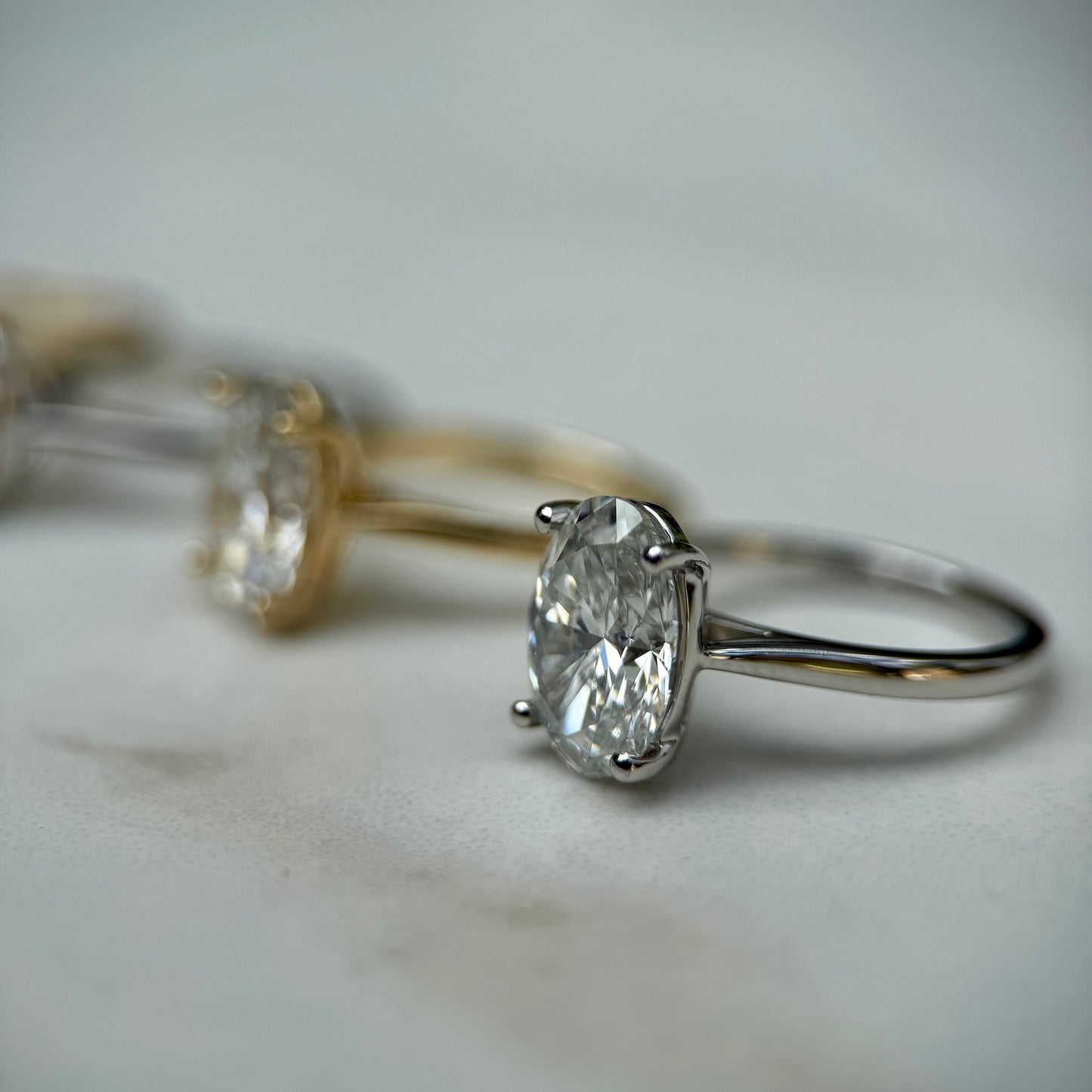 Cathedral Set Classic Oval Cut Solitaire - 3ct+ (11.5mm+, E/VS1+)