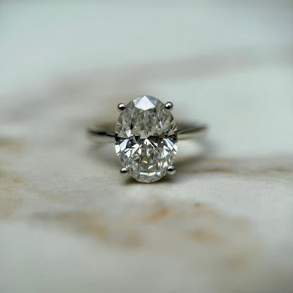 Cathedral Set Classic Oval Cut Solitaire - 3ct+ (11.5mm+, E/VS1+)