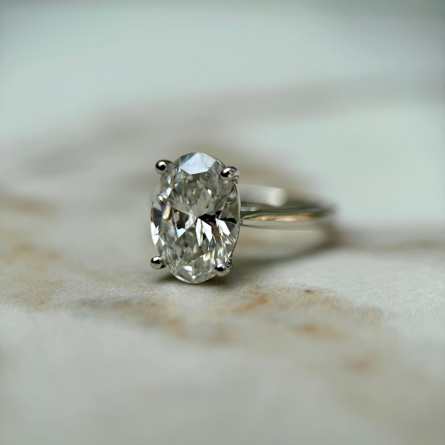 Cathedral Set Classic Oval Cut Solitaire - 3ct+ (11.5mm+, E/VS1+)