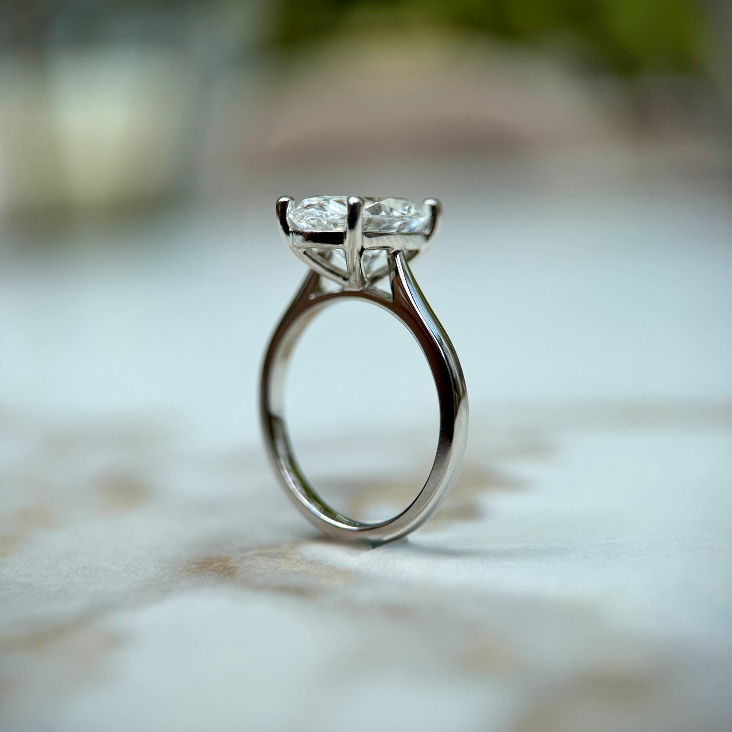 Cathedral Set Classic Oval Cut Solitaire - 3ct+ (11.5mm+, E/VS1+)