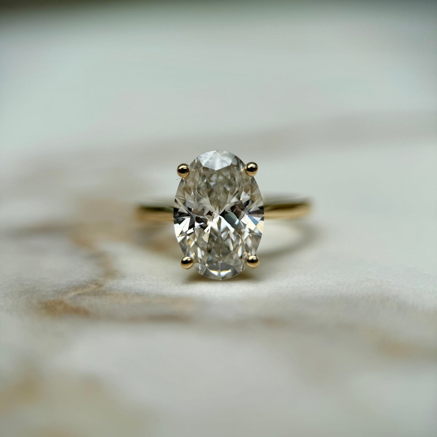 Cathedral Set Classic Oval Cut Solitaire - 3ct+ (11.5mm+, E/VS1+)