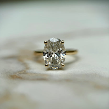 Cathedral Set Classic Oval Cut Solitaire - 3ct+ (11.5mm+, E/VS1+)
