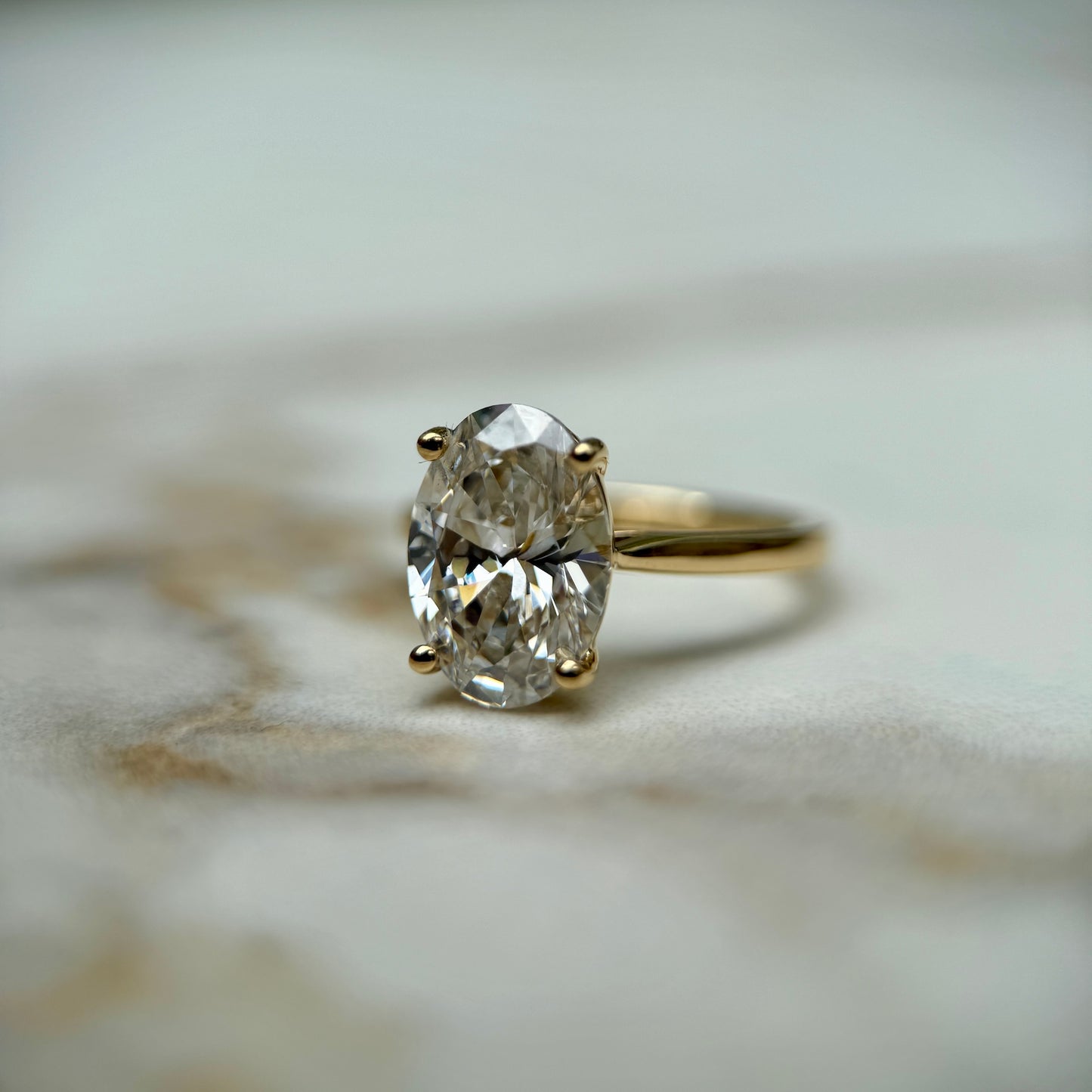 Cathedral Set Classic Oval Cut Solitaire - 3ct+ (11.5mm+, E/VS1+)