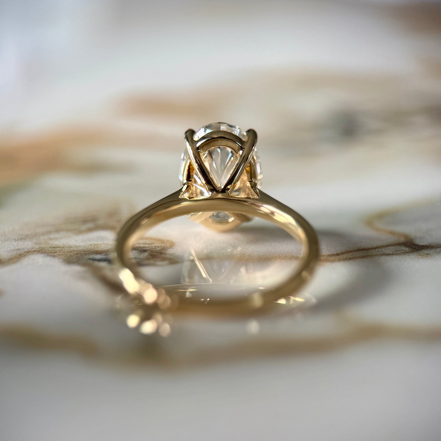 London Diamonds Cathedral Set Classic Oval Cut Solitaire - 3ct+ (11.5mm+, D/E & VVS)