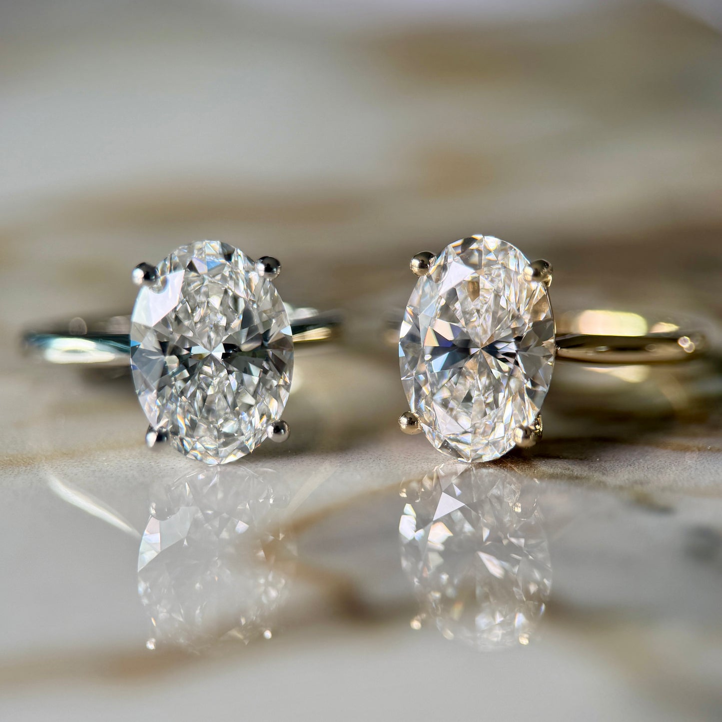 London Diamonds Cathedral Set Classic Oval Cut Solitaire - 3ct+ (11.5mm+, D/E & VVS)