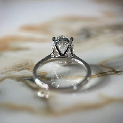 London Diamonds Cathedral Set Classic Oval Cut Solitaire - 3ct+ (11.5mm+, D/E & VVS)