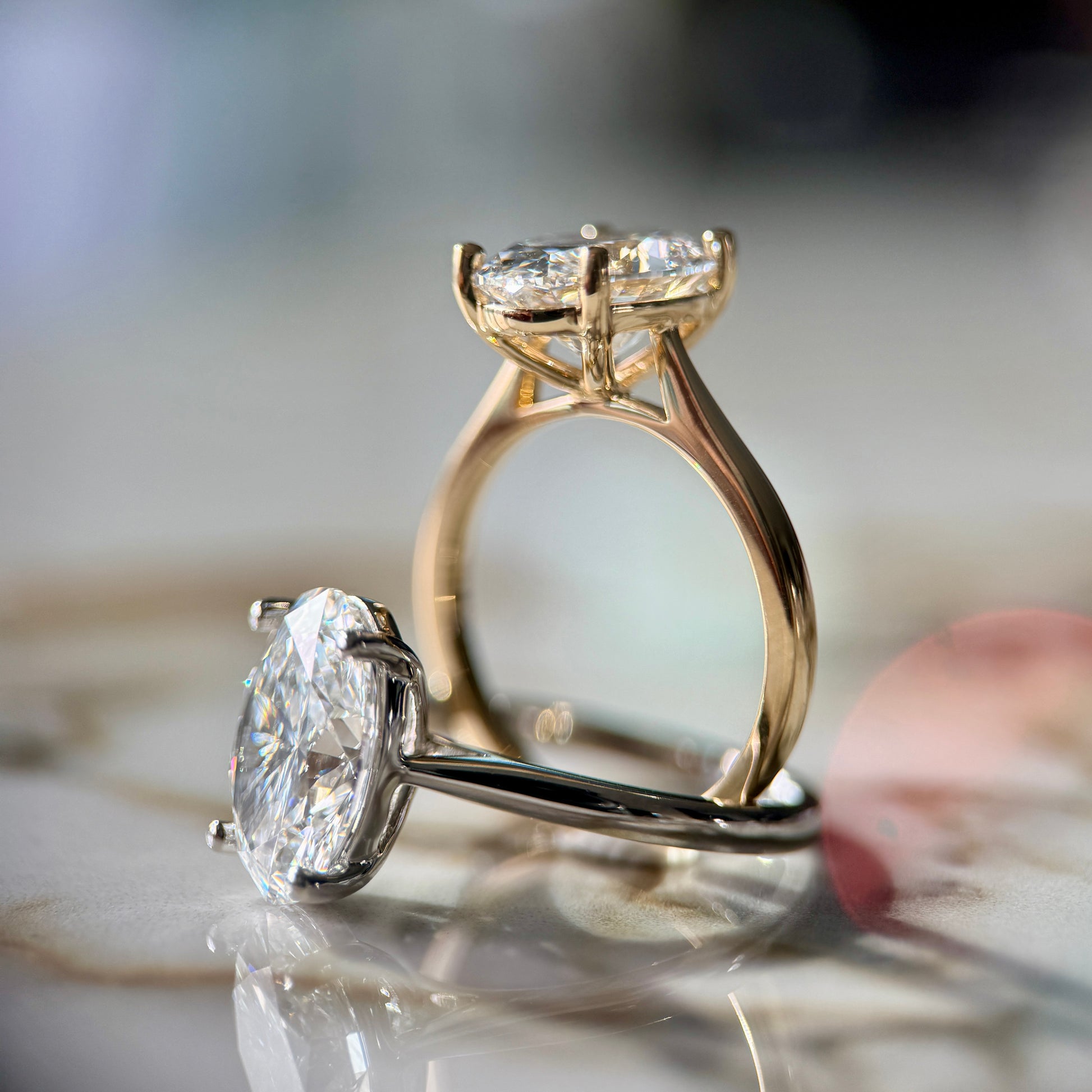 London Diamonds Cathedral Set Classic Oval Cut Solitaire - 3ct+ (11.5mm+, D/E & VVS)