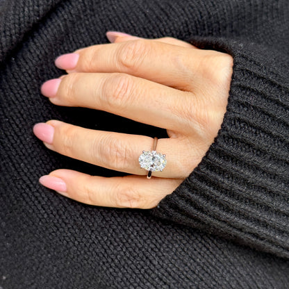 Cathedral Set Classic Oval Cut Hidden Halo - 3ct+ (11.5mm+, D/E & VVS)