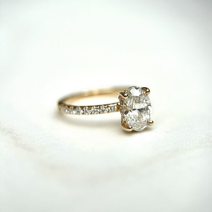 Classic Oval Cut Hidden Halo with Diamond Band - 1.20ct+ (8.5mm+, D/E & VVS)