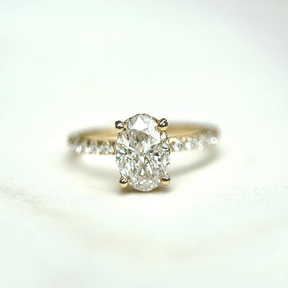 Classic Oval Cut Hidden Halo with Diamond Band - 1.20ct+ (8.5mm+, D/E & VVS)