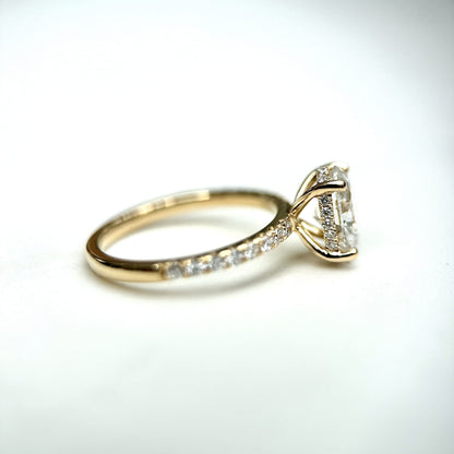 Classic Oval Cut Hidden Halo with Diamond Band - 1.20ct+ (8.5mm+, D/E & VVS)