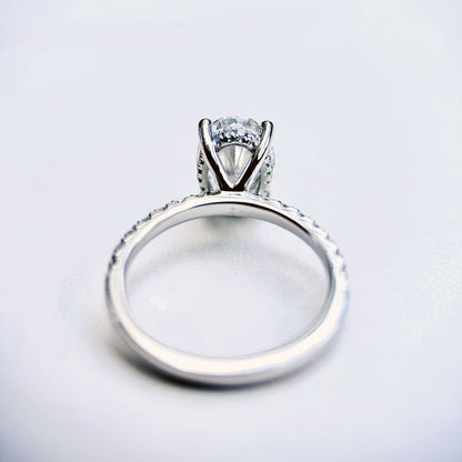 Classic Oval Cut Hidden Halo with Diamond Band - 2ct+ (10mm+, D/E & VVS)