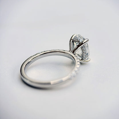 Classic Oval Cut Hidden Halo with Diamond Band - 2ct+ (10mm+, D/E & VVS)