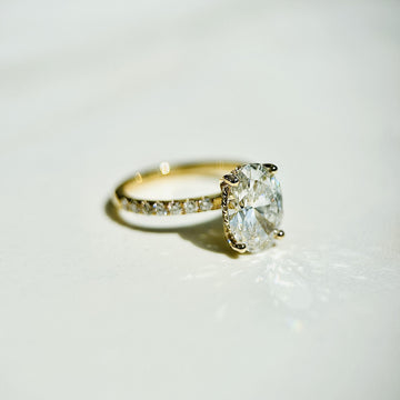 carat oval cut halo underneath diamond