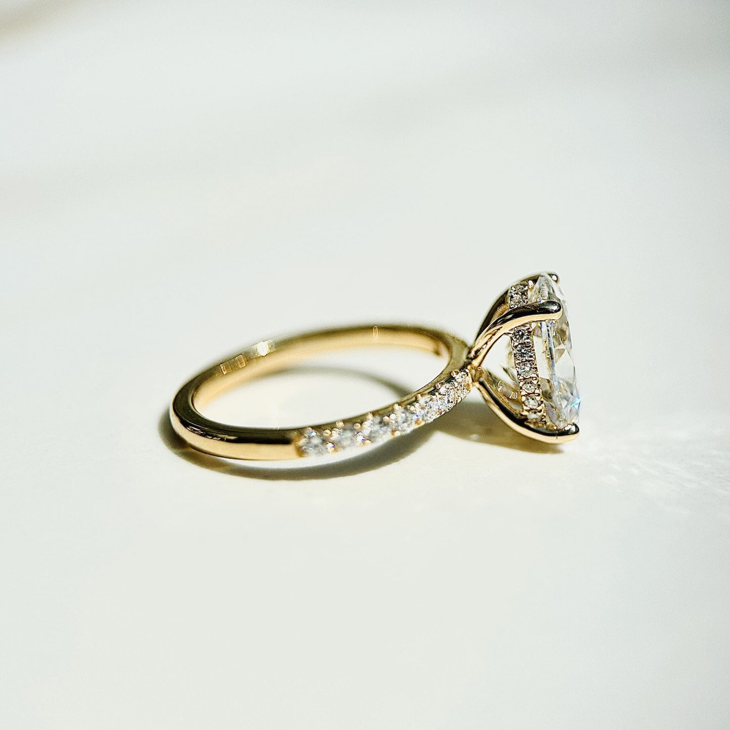 Classic Oval Cut Hidden Halo with Diamond Band - 2ct+ (10mm+, D/E & VVS)