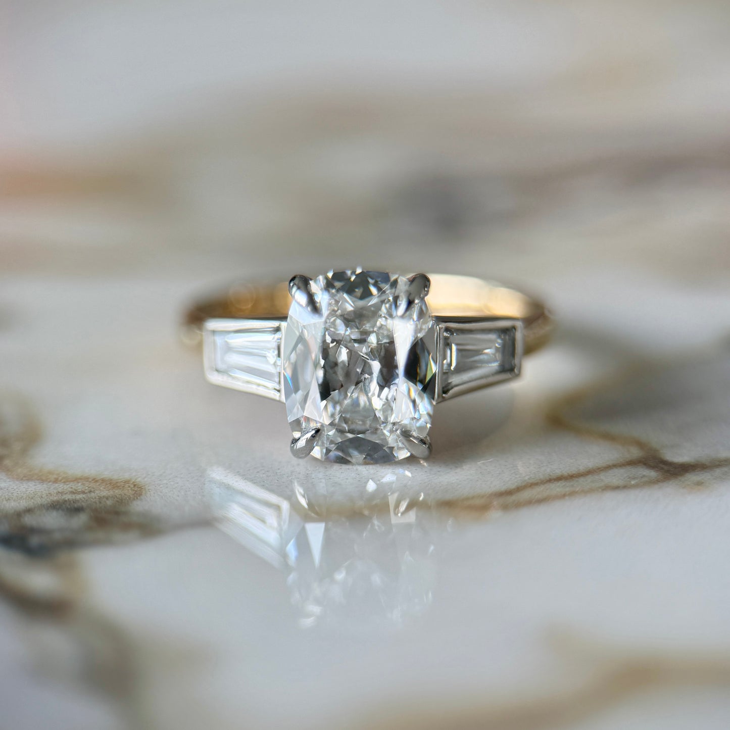 London Diamonds Classic Antique Cushion and Tapering Baguettes - 2ct+ (D/E & VVS)