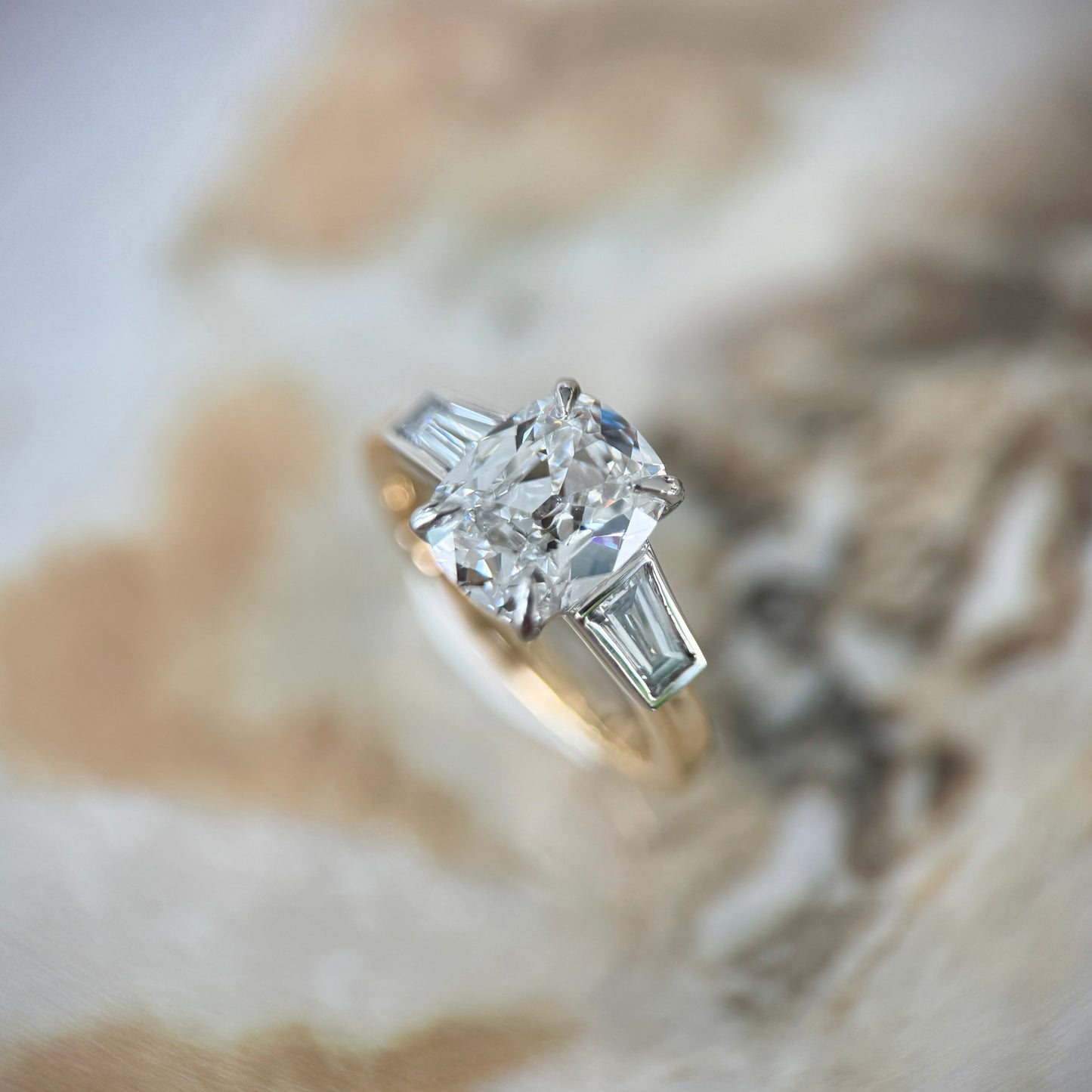 London Diamonds Classic Antique Cushion and Tapering Baguettes - 2ct+ (D/E & VVS)