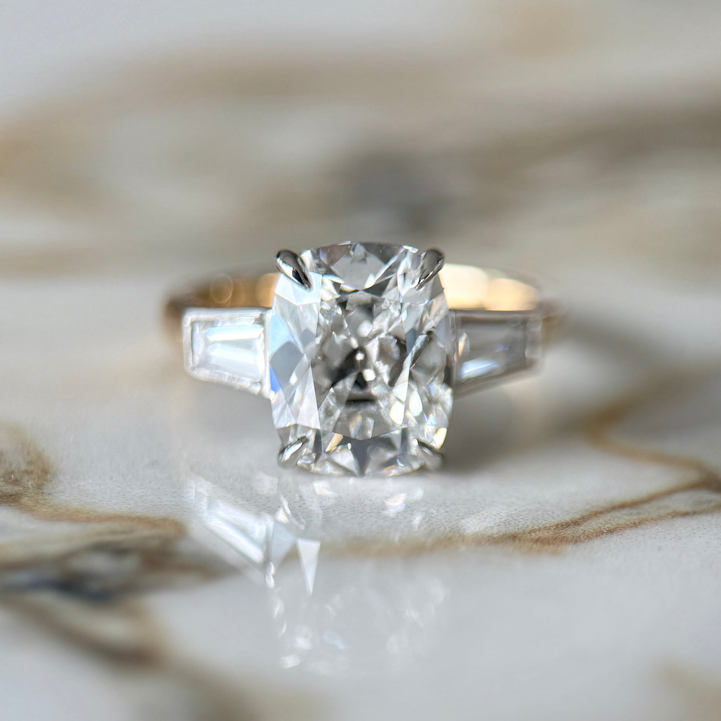 London Diamonds Classic Antique Cushion and Tapering Baguettes - 3ct+ (D/E & VVS)