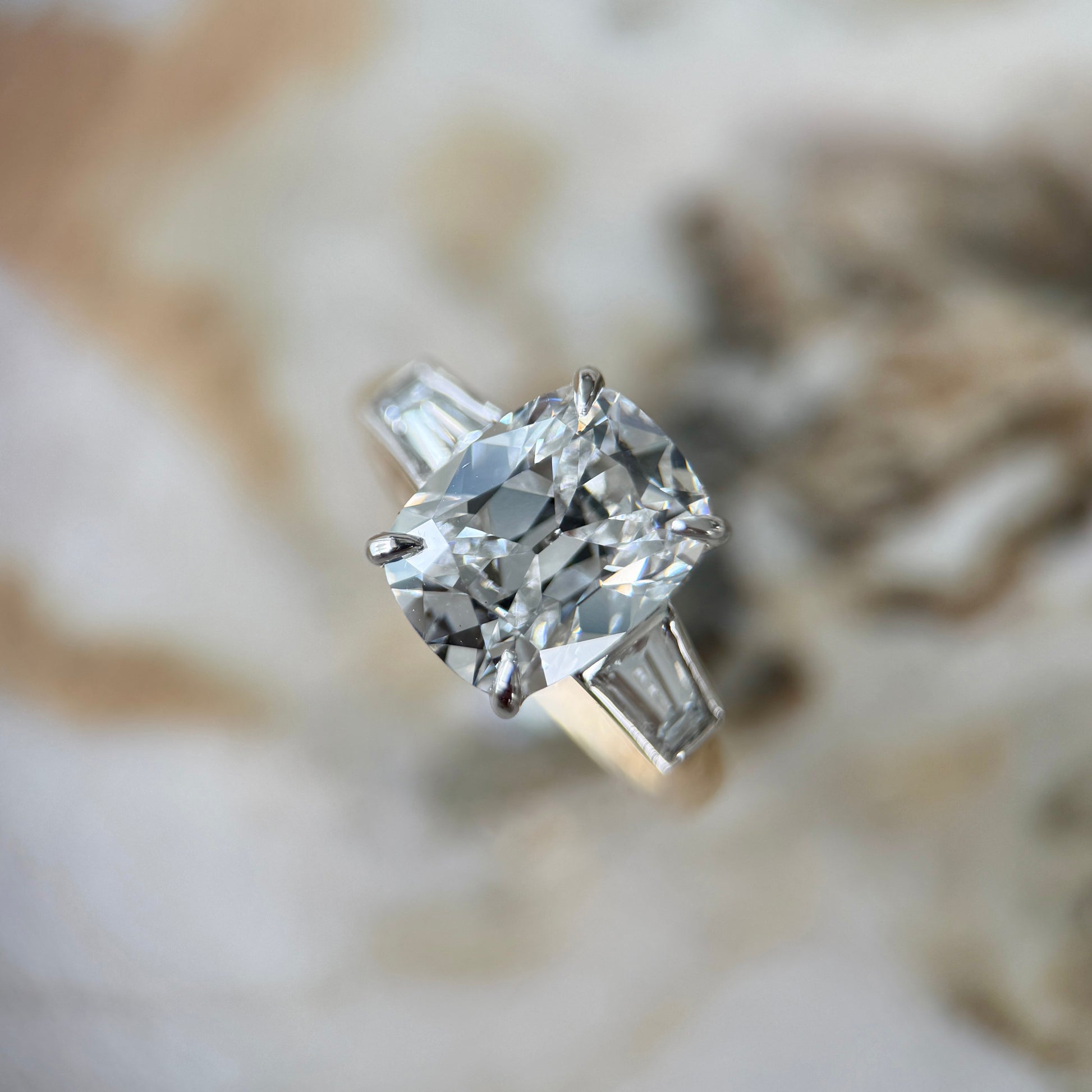 London Diamonds Classic Antique Cushion and Tapering Baguettes - 3ct+ (D/E & VVS)