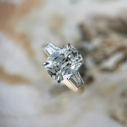 London Diamonds Classic Antique Cushion and Tapering Baguettes - 3ct+ (D/E & VVS)