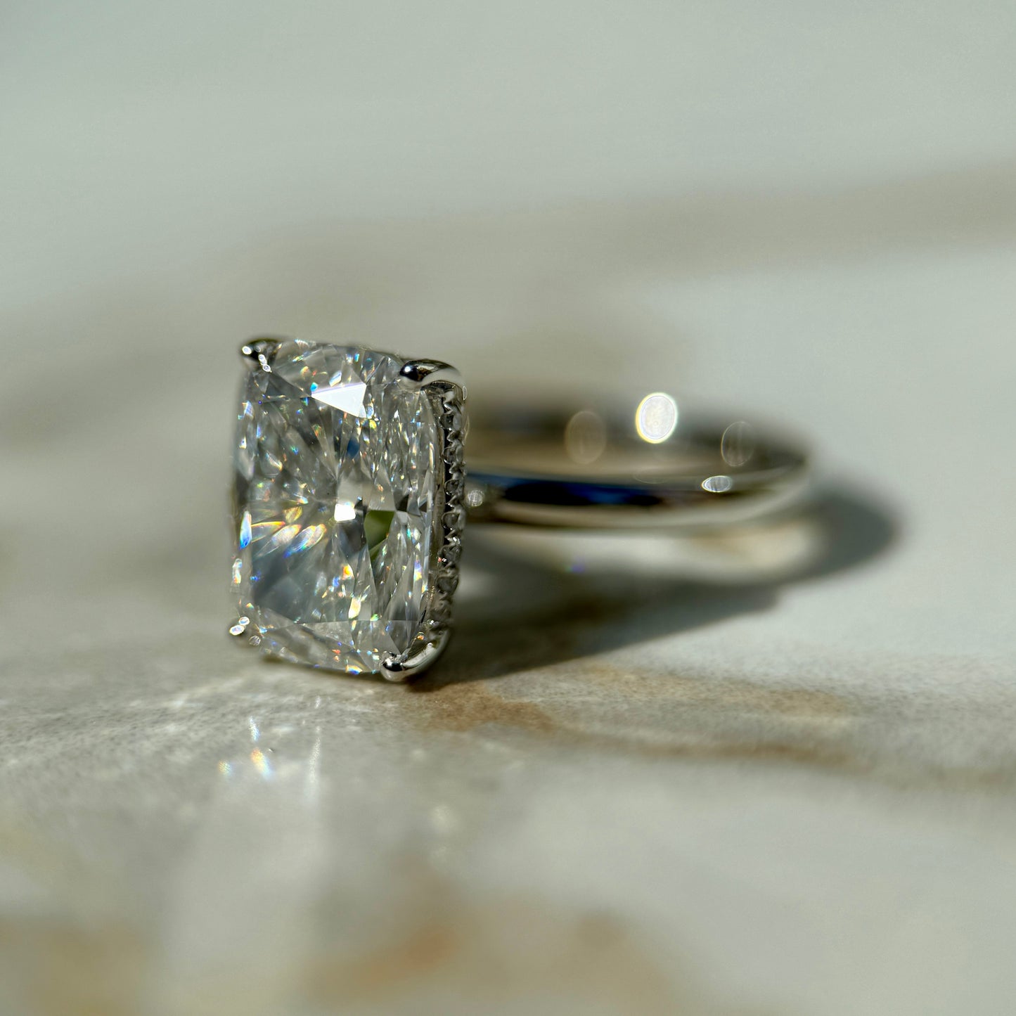 Classic Elongated Cushion Cut Hidden Halo - 3ct+ (10mm+, E/VS1+)